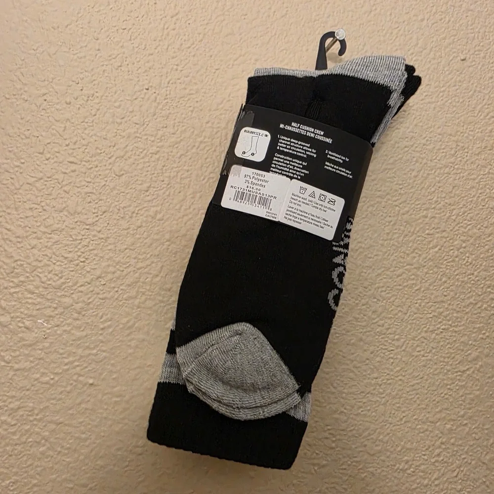 Converse Half Cushion Crew Socks 3 Pair Pack White Black Grey Striped 170053